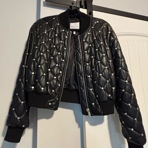 Avec Les Filles Black Quilted Bomber Jacket